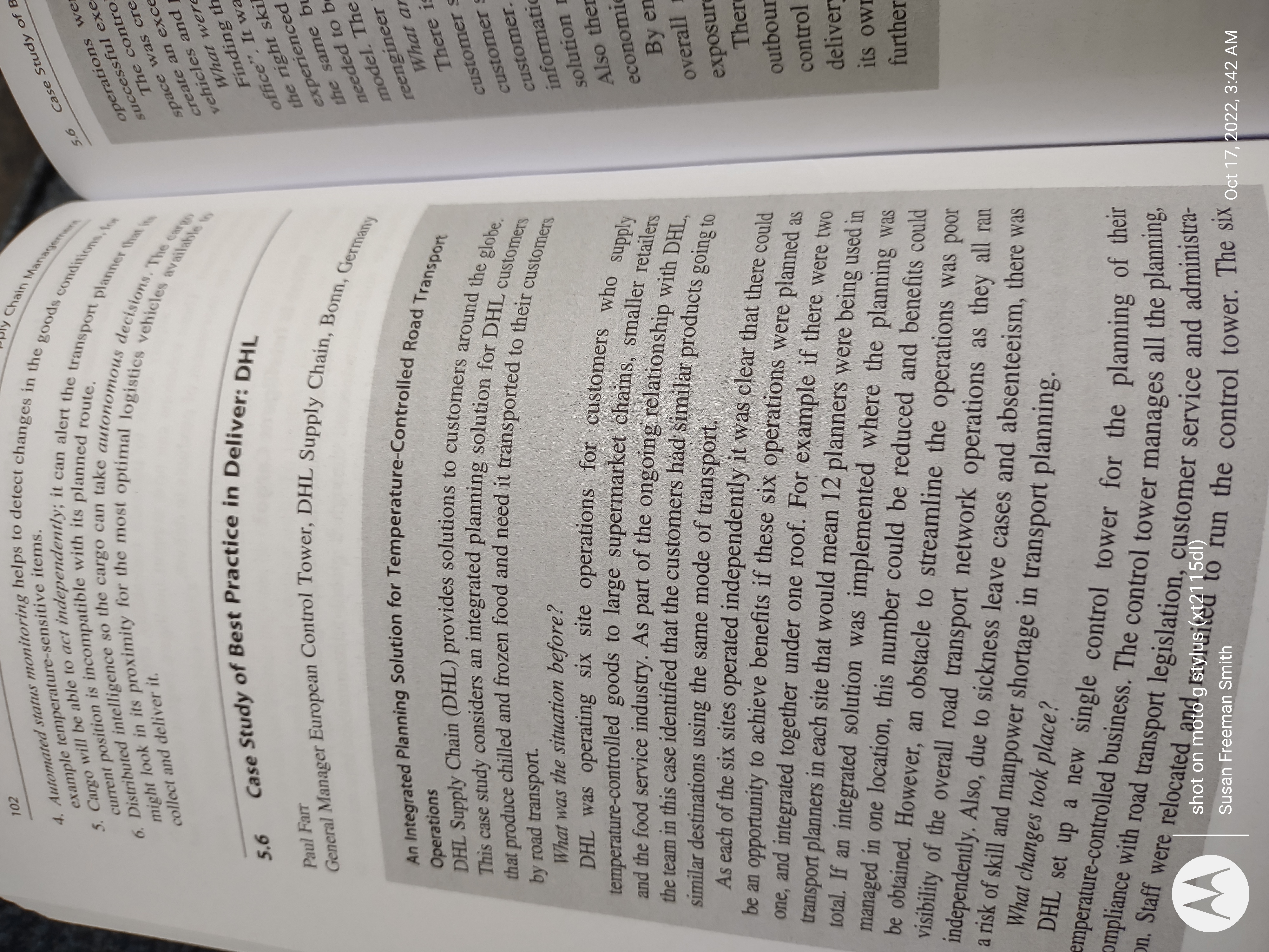 5.6 102 example temperature-sensitive items. 5. Cargo current position is incompatible with
