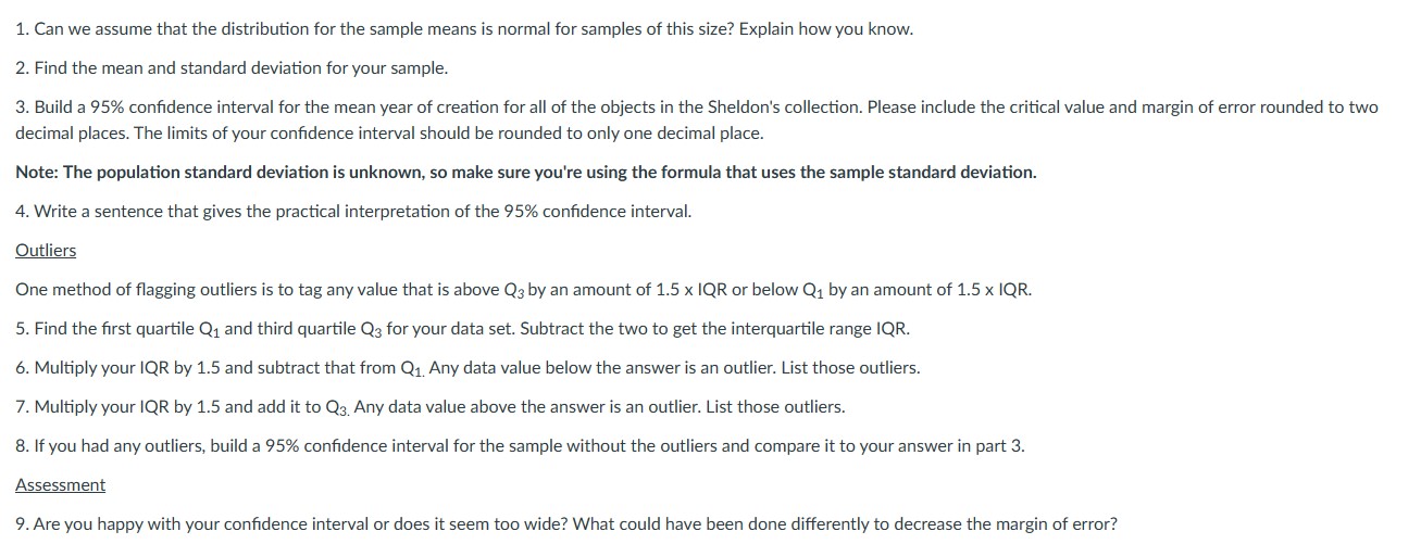 1. Can we assume that the distribution for the sample means is