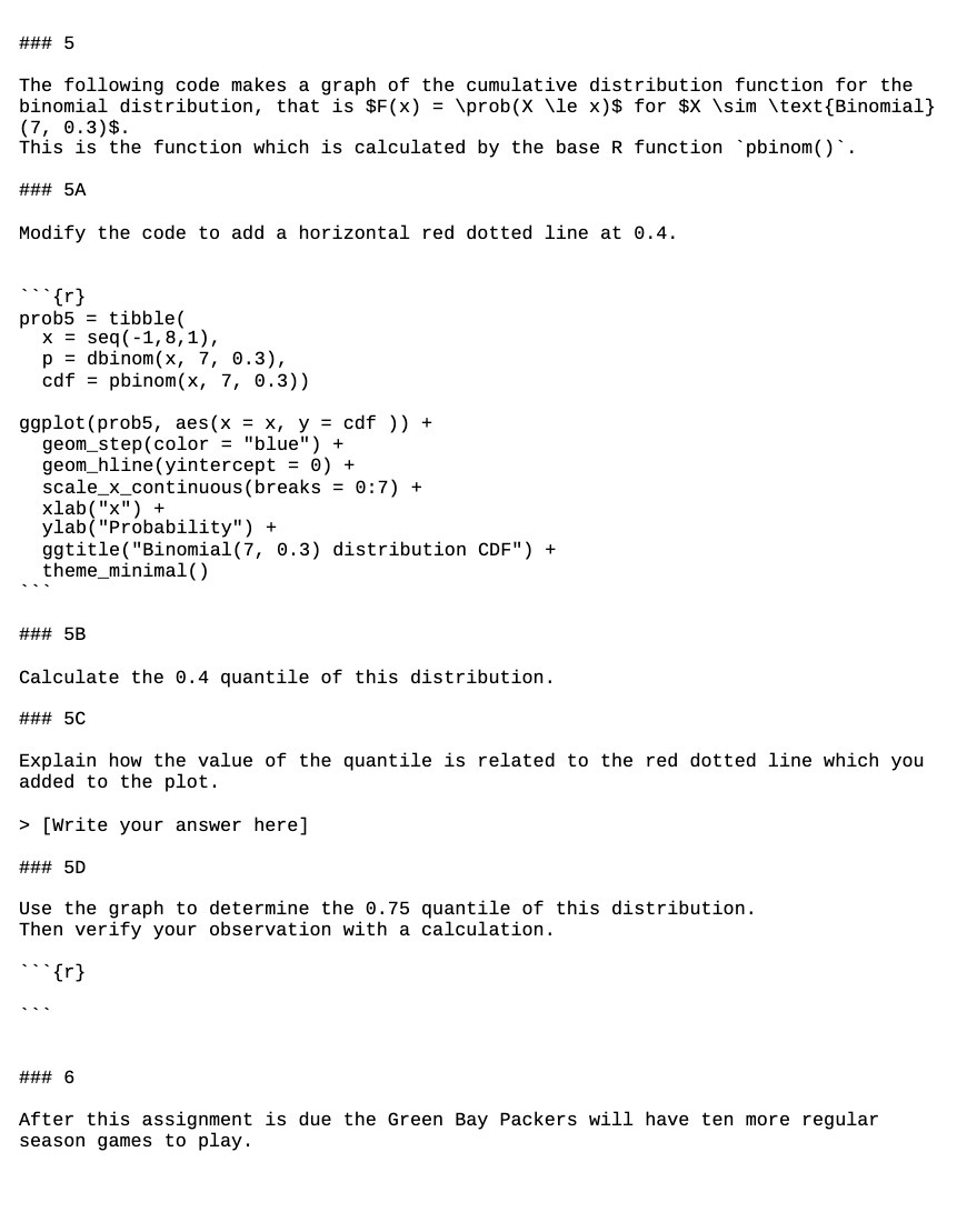 ### 5 The following code makes a graph of the cumulative distribution