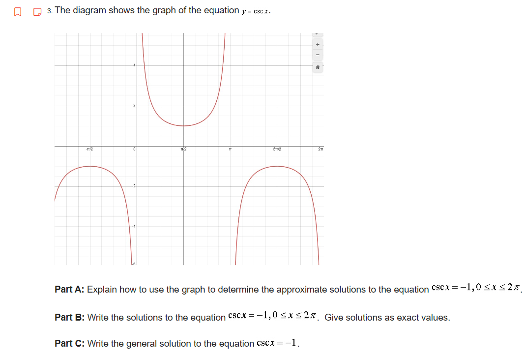 is in degrees. Answer to the nearest degree. 7 cscx-5=0 No solution