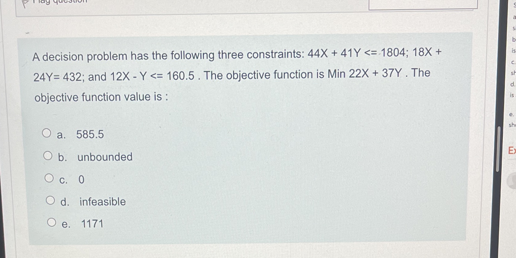 a S b A decision problem has the following three constraints: 44X