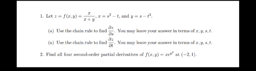 X = 1. Let f (x, y) = x = s-t, and