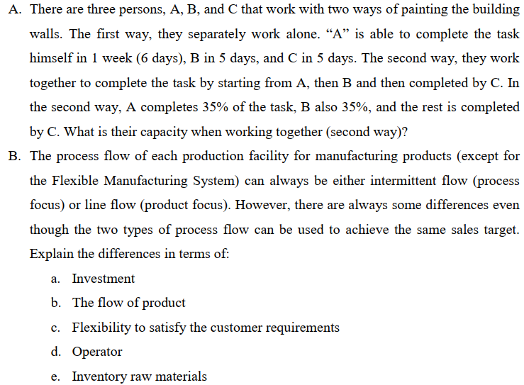 A. There are three persons, A, B, and C that work with
