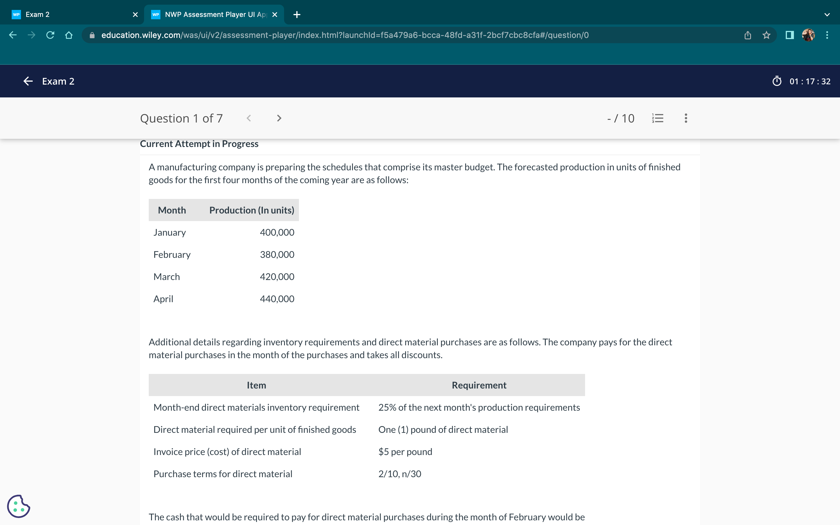WP Exam 2 C O WP NWP Assessment Player Ul App X