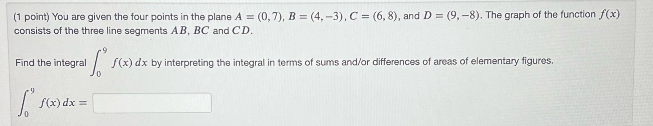 (1 point) You are given the four points in the plane A