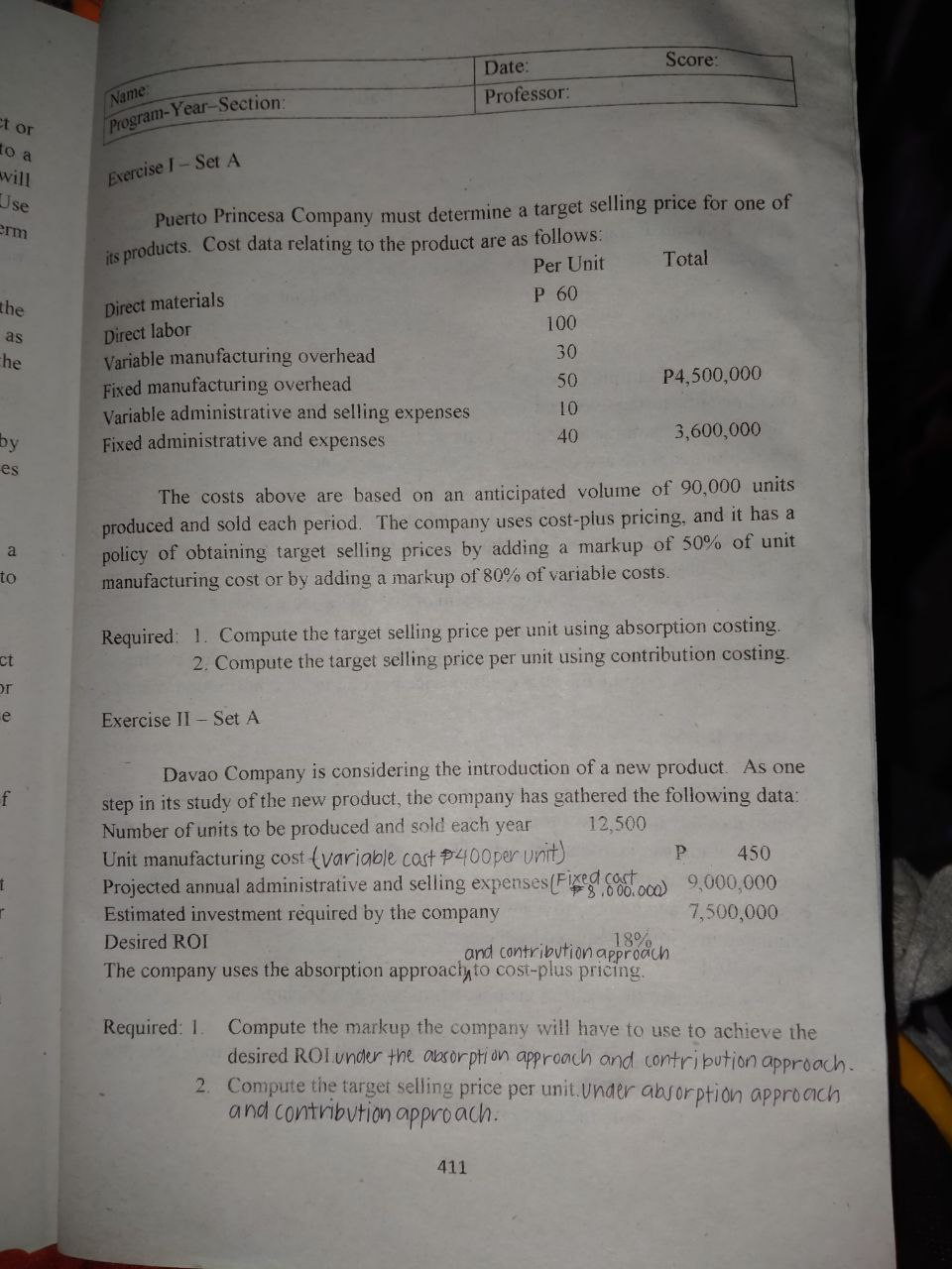 Date: Score: Professor: ct or to a will Use erm Name: Program-Year-Section: