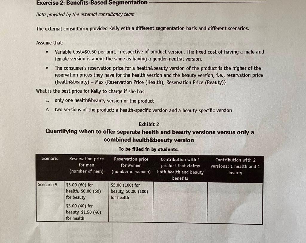 Exercise 2: Benefits-Based Segmentation Data provided by the external consultancy team The