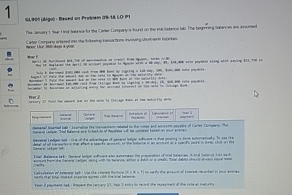 1 GL901 (Algo)- Based on Problem 09-1A LO P1 The January 1