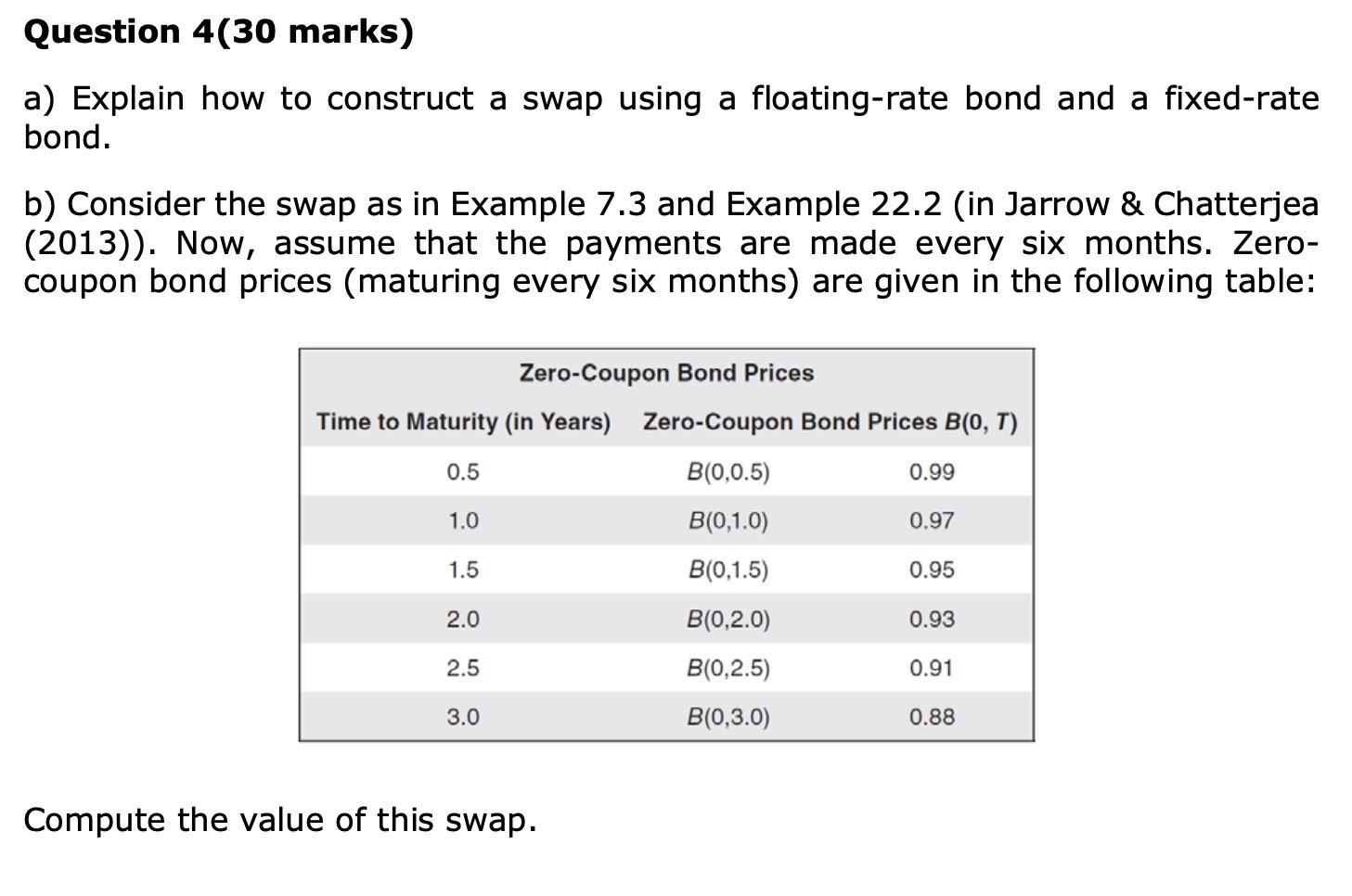 Question 4(30 marks) a) Explain how to construct a swap using a