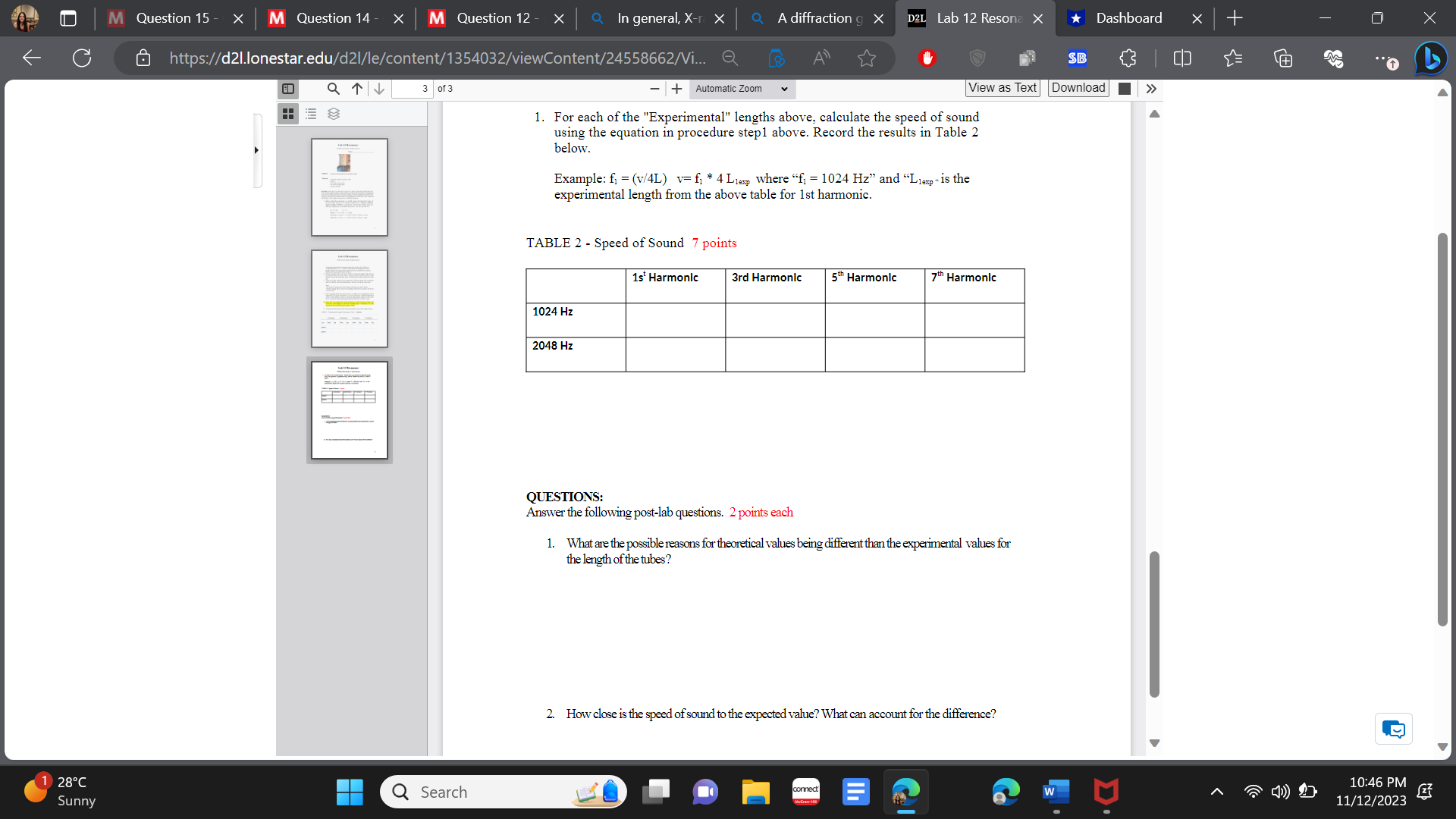 X-raX A diffraction g X D2L Lab 12 Resona X https://d2l.lonestar.edu/d2l/le/content/1354032/viewContent/24558662/Vi... 2