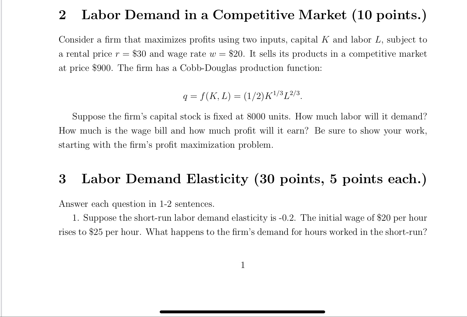 points, 5 points each.) Answer each question in a short paragraph of