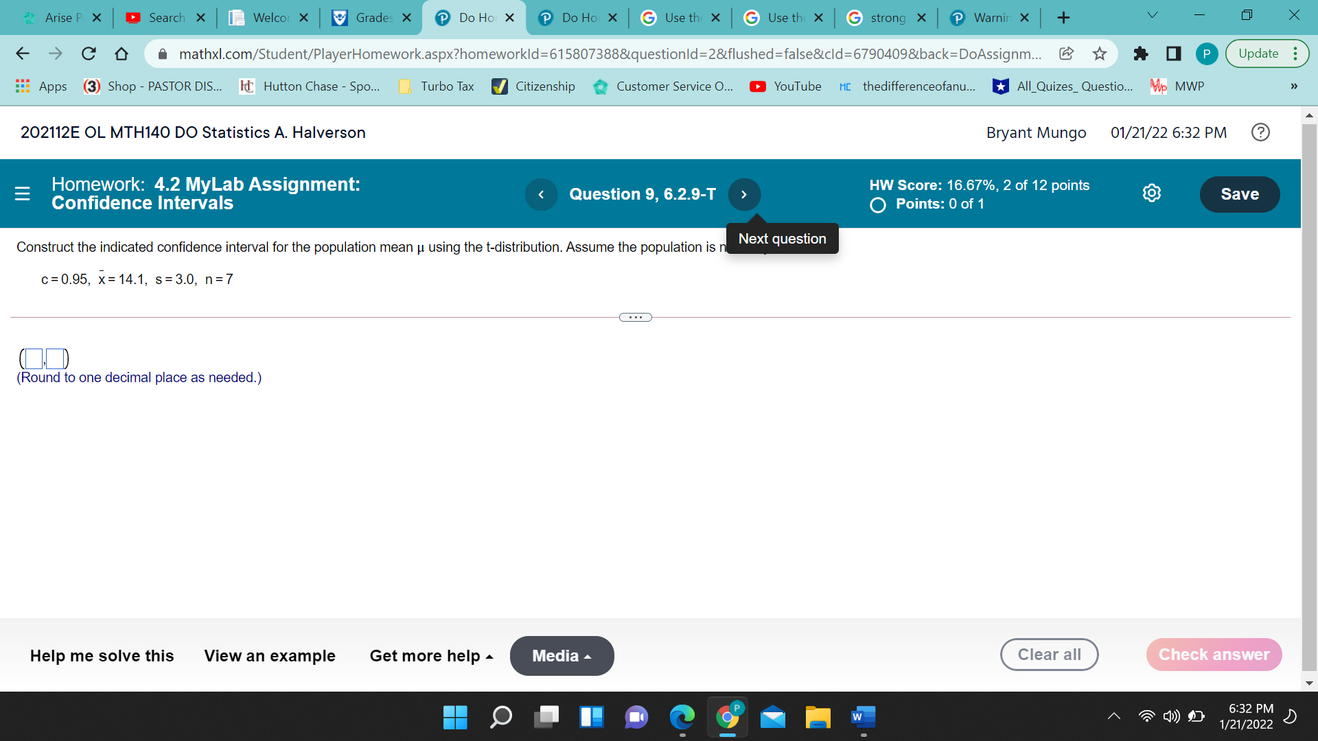 t-distribution table. te= (Round to the nearest thousandth as needed.) Arise PX
