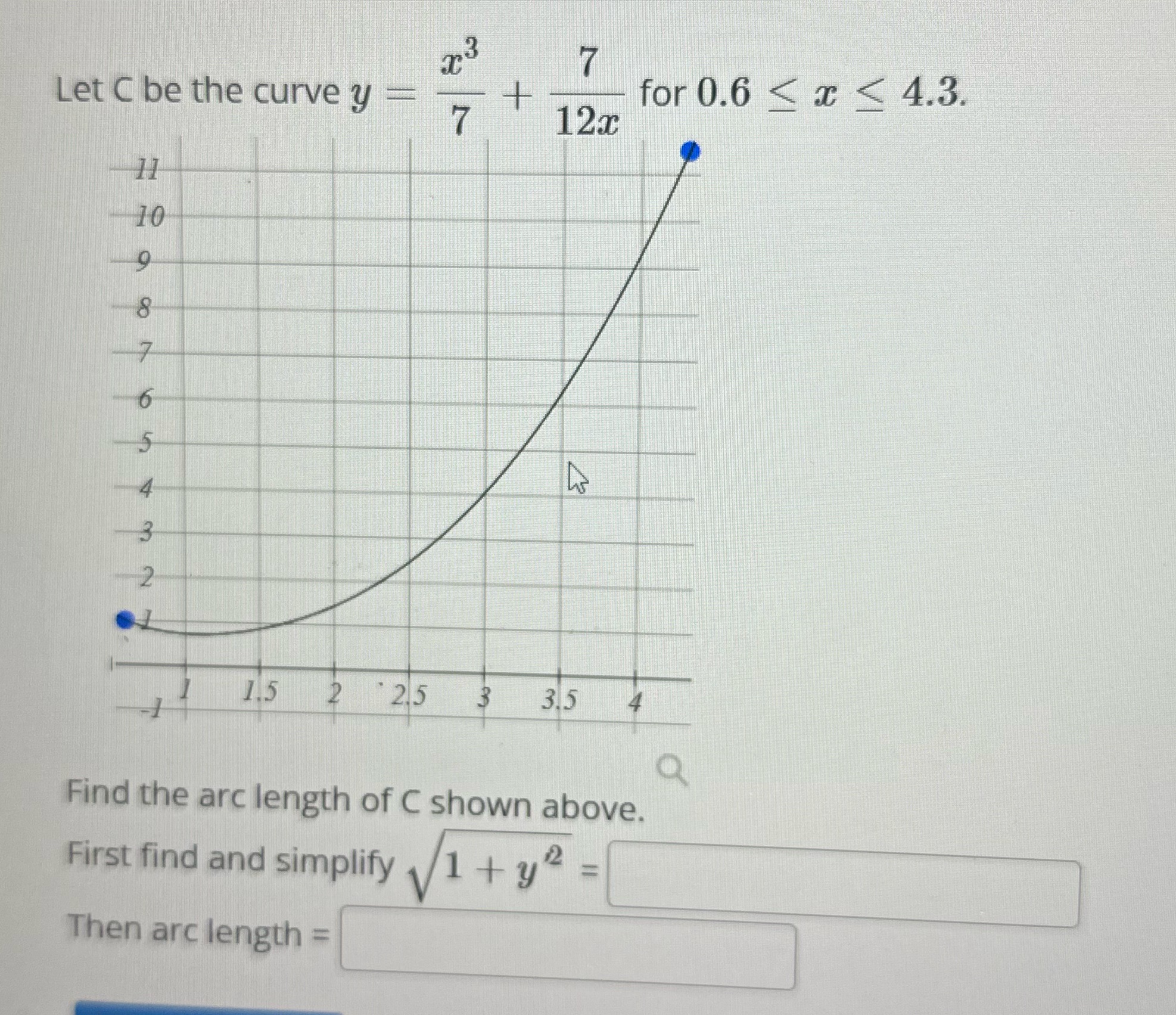 7 + 7 for 0.6 < x < 4.3. 12x Let C