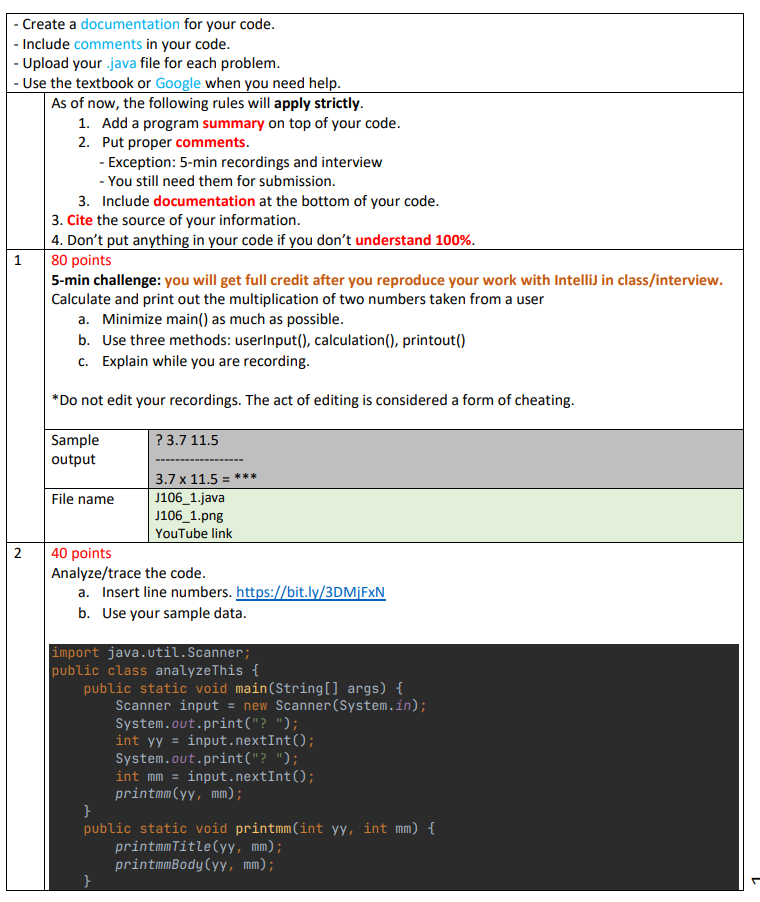 - Create a documentation for your code. - Include comments in your