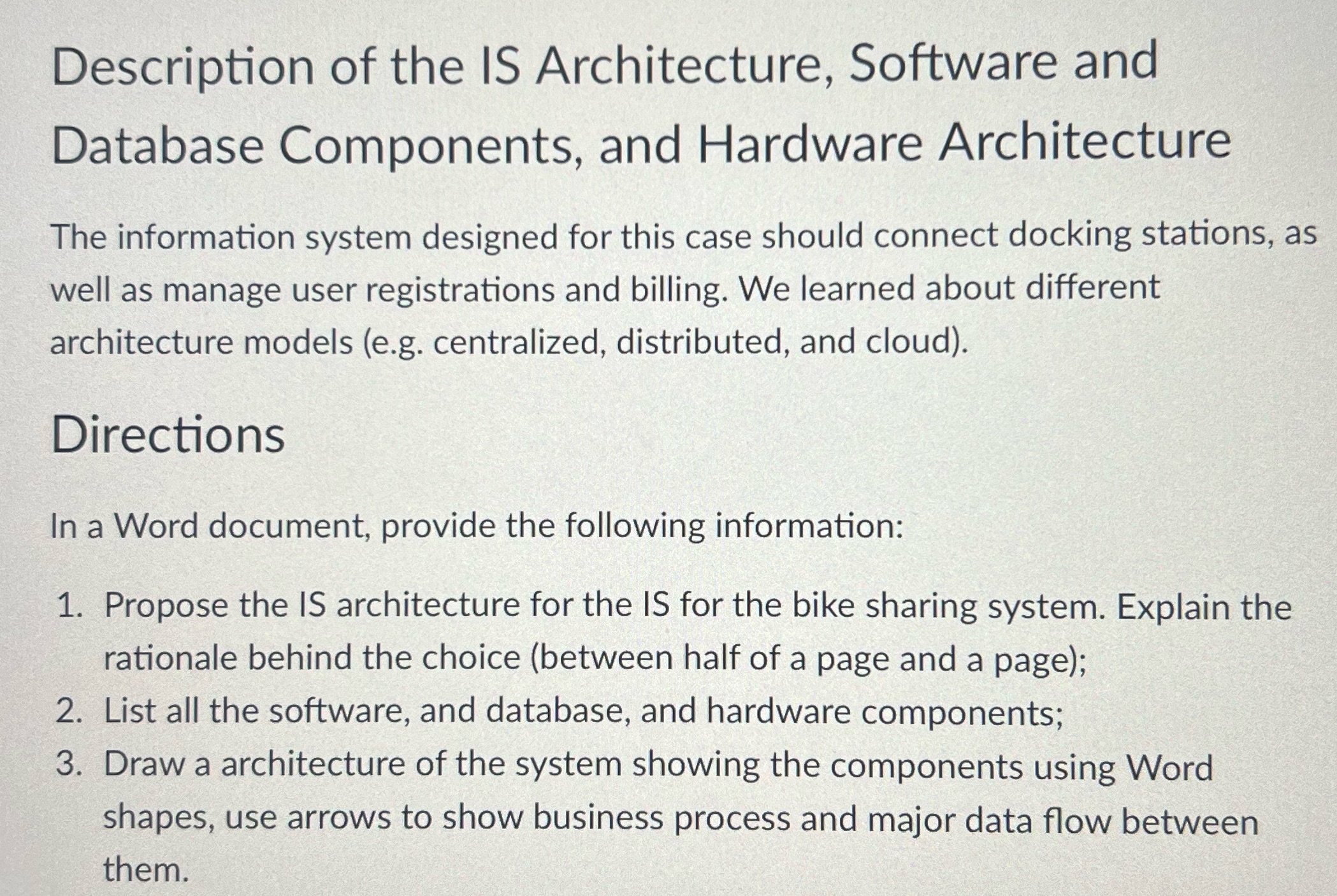 Description of the IS Architecture, Software and Database Components, and Hardware Architecture