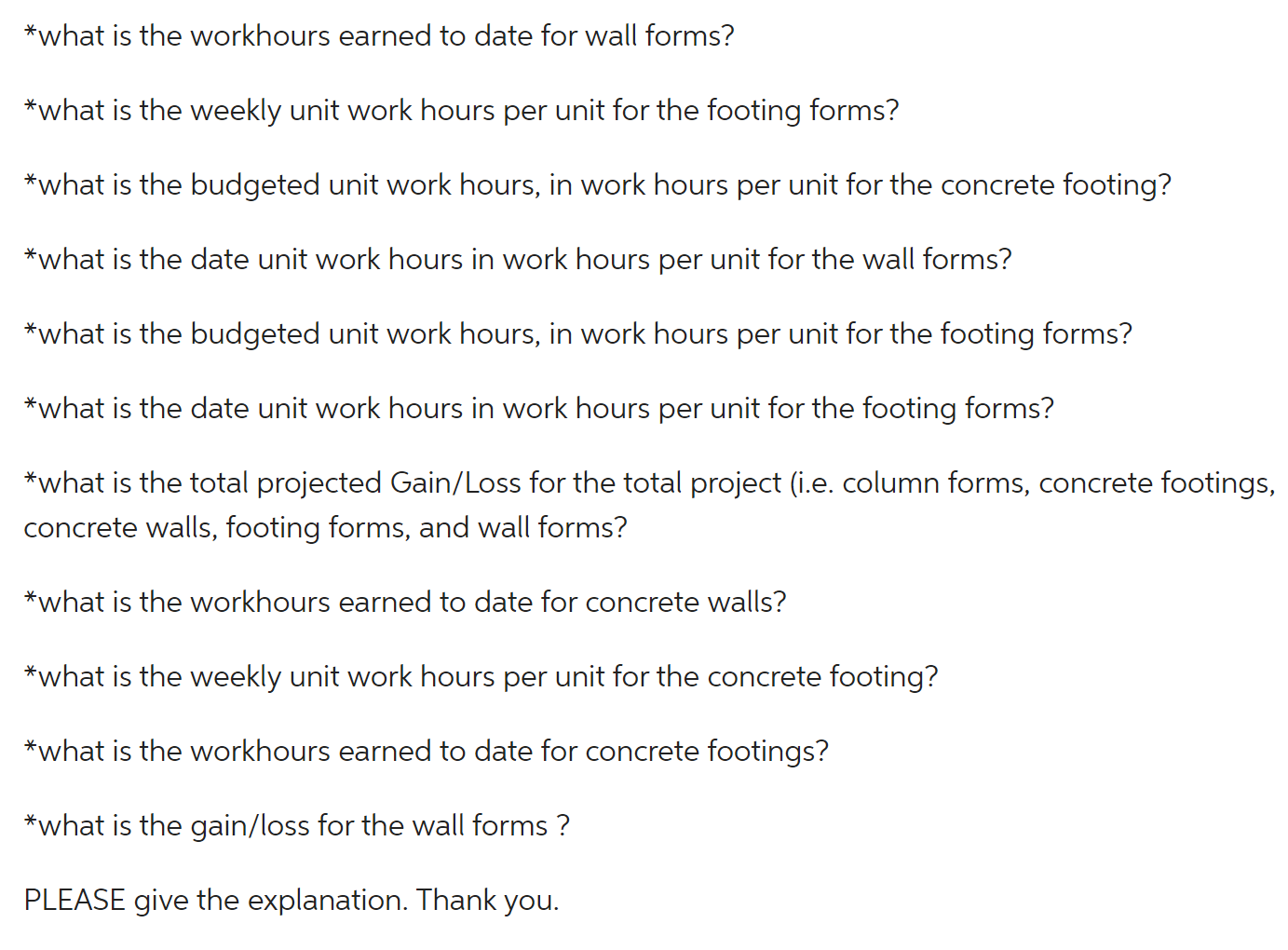 Workhours Week To Date Earned to Date Budgeted Budget Week To Date