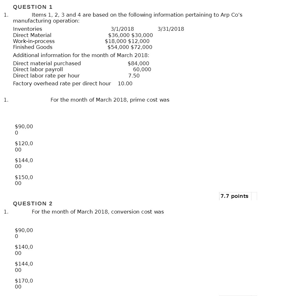 1. QUESTION 1 Items 1, 2, 3 and 4 are based on