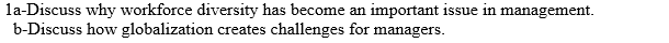 1a-Discuss why workforce diversity has become an important issue in management. b-Discuss