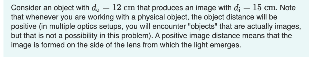 image described in the problem introduction using the thin lens equation. Express