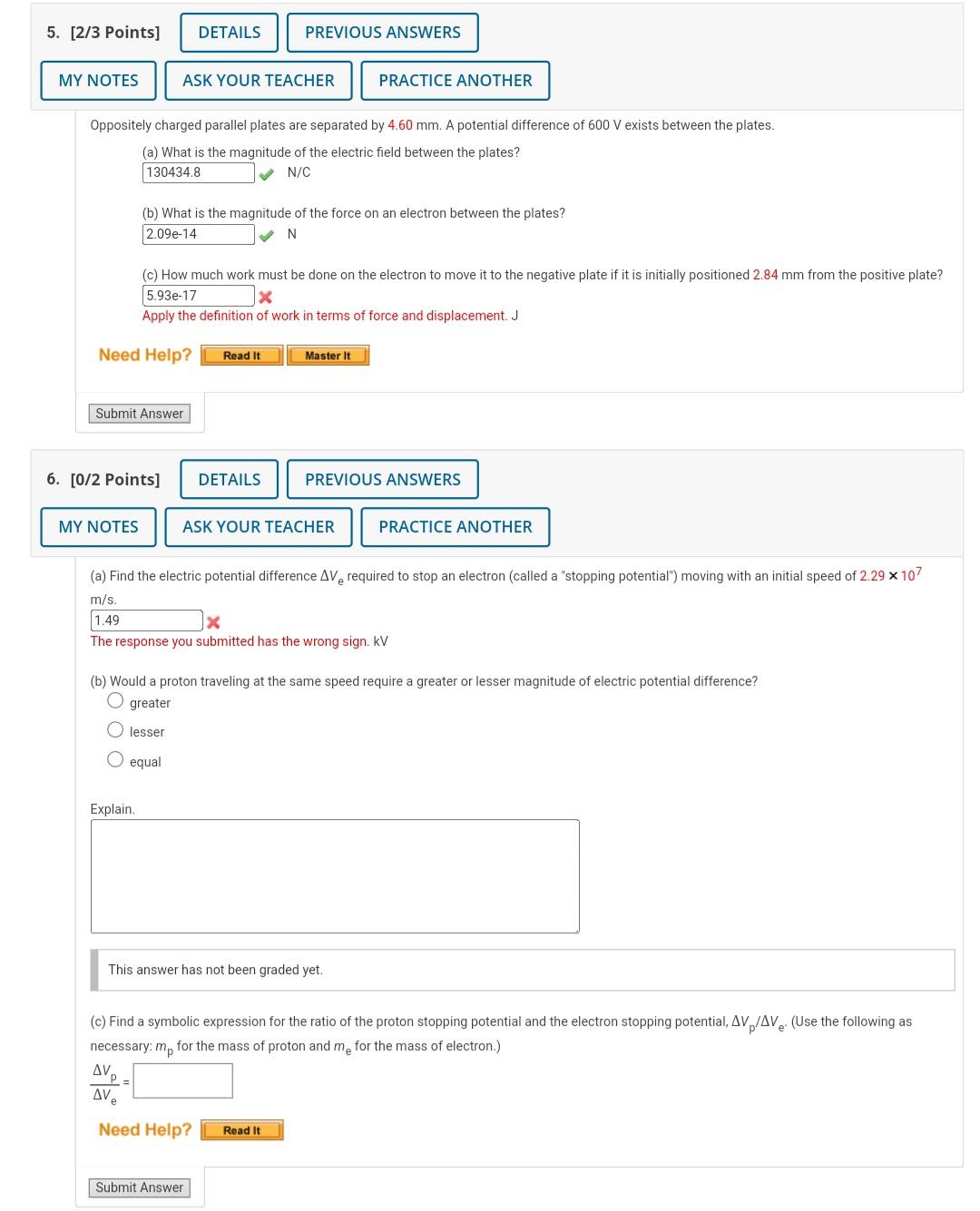 5. [2/3 Points] DETAILS PREVIOUS ANSWERS MY NOTES ASK YOUR TEACHER PRACTICE