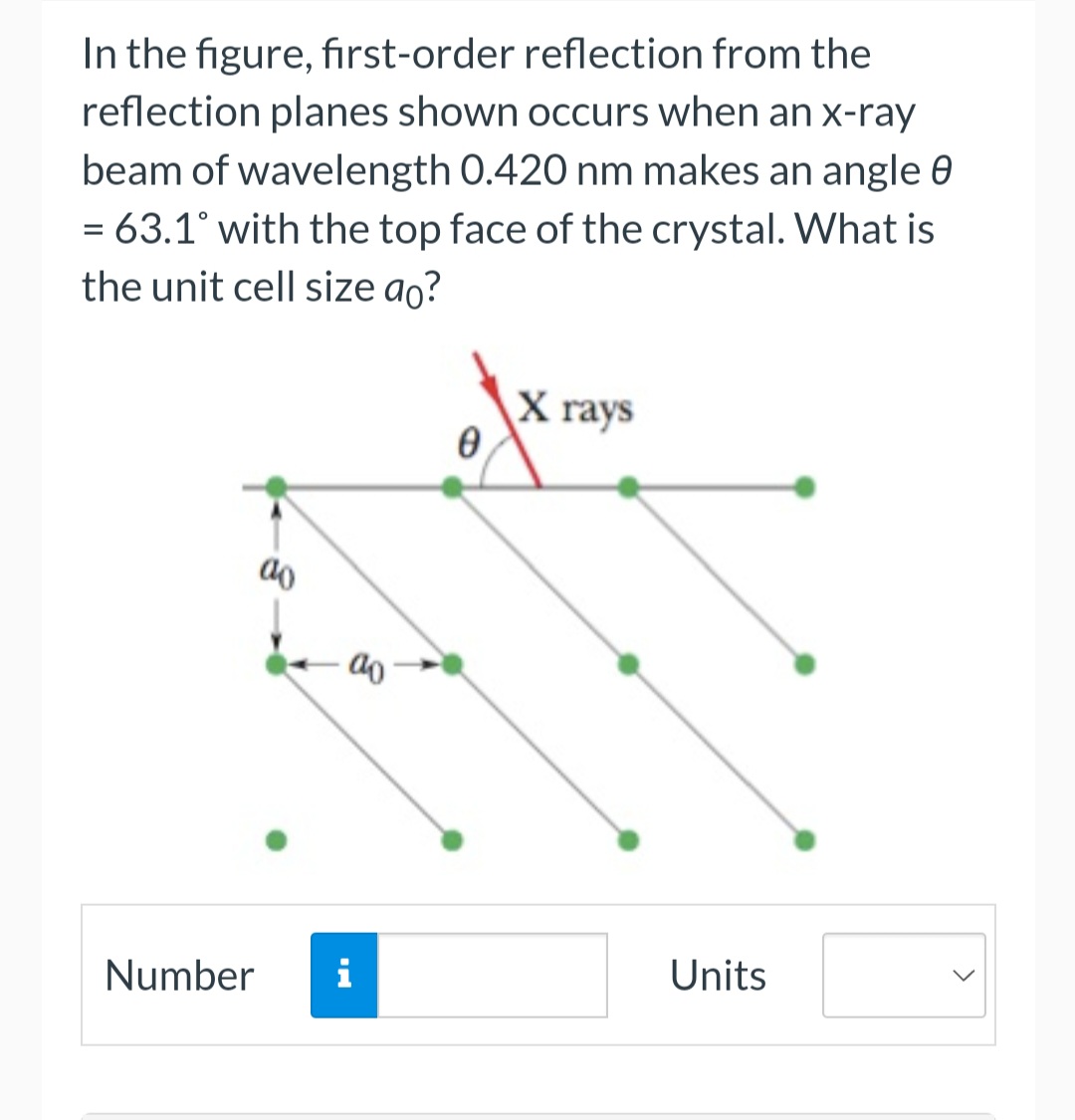 In the figure, first-order reflection from the reflection planes shown occurs when