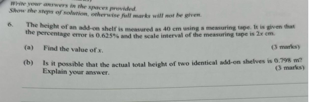 Write your answers in the spaces provided. Show the steps of solution,