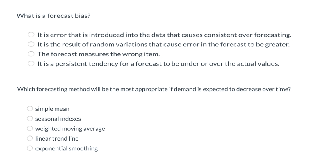 What is a forecast bias? It is error that is introduced into