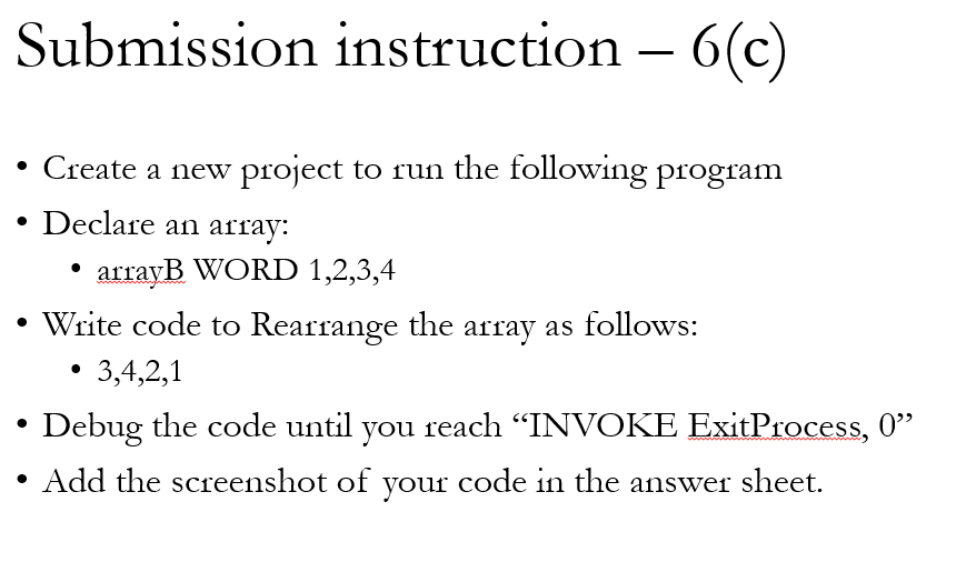 Submission instruction - 6(c) Create a new project to run the following