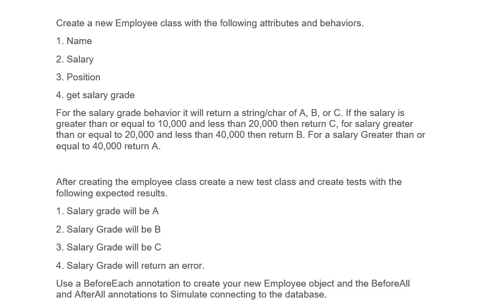 Employee.java EmployeeTest.java public class Employee { 3 usages private String name; 3