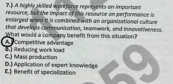 7.) A highly skilled workforce represents an important resource, but the impact