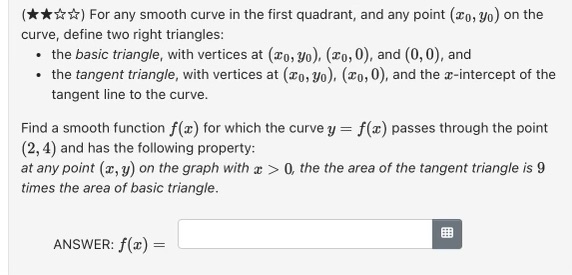 () For any smooth curve in the first quadrant, and any point