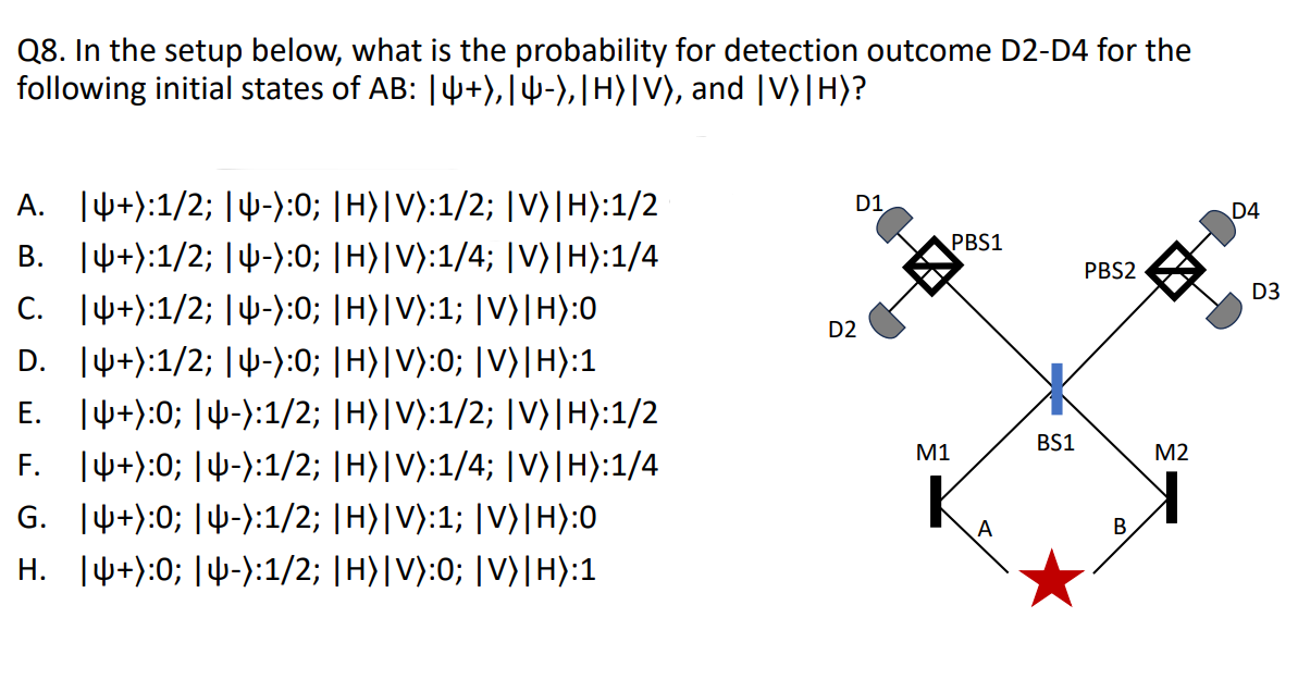 Q8. In the setup below, what is the probability for detection outcome