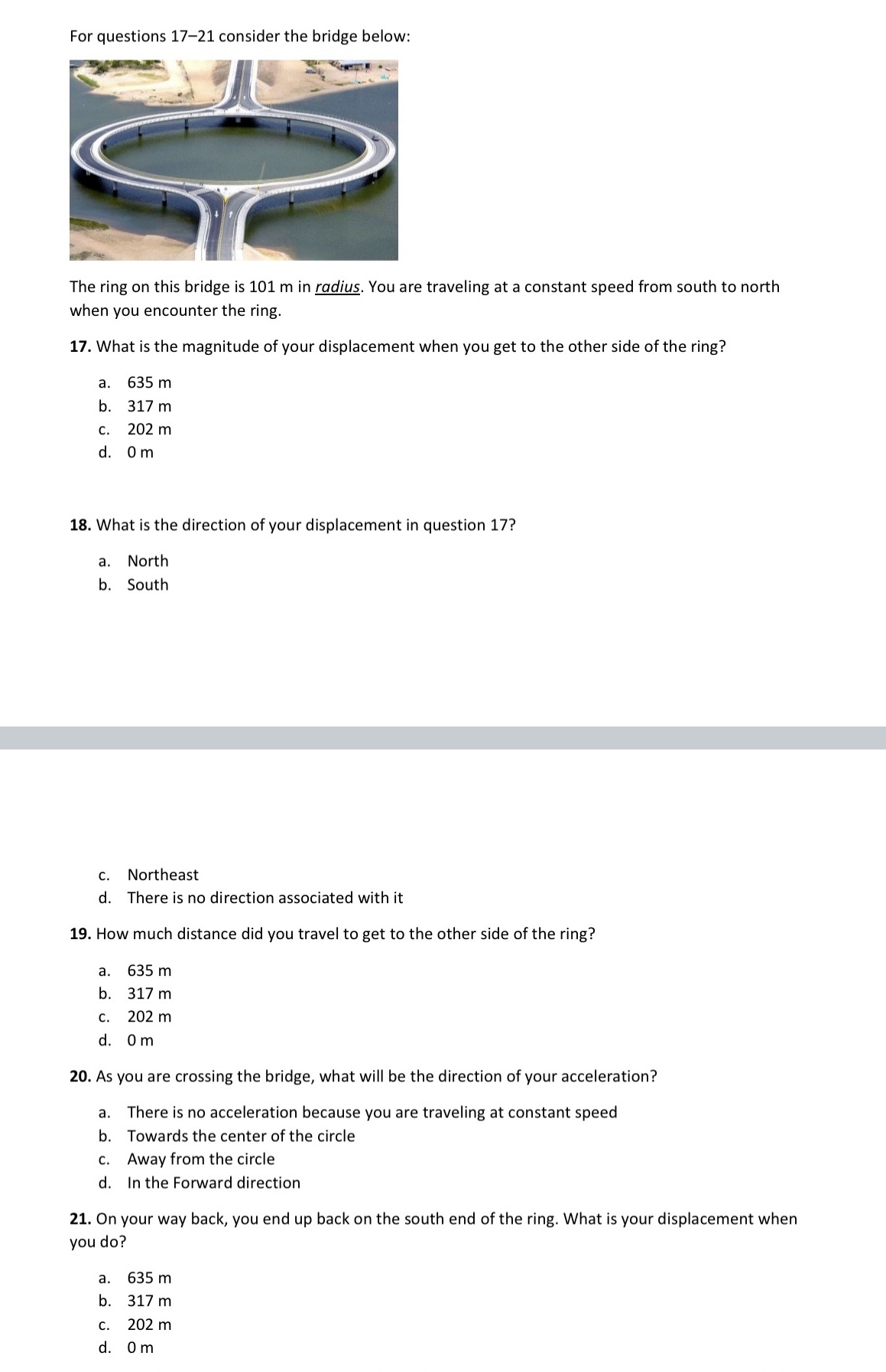 For questions 17-21 consider the bridge below: The ring on this bridge