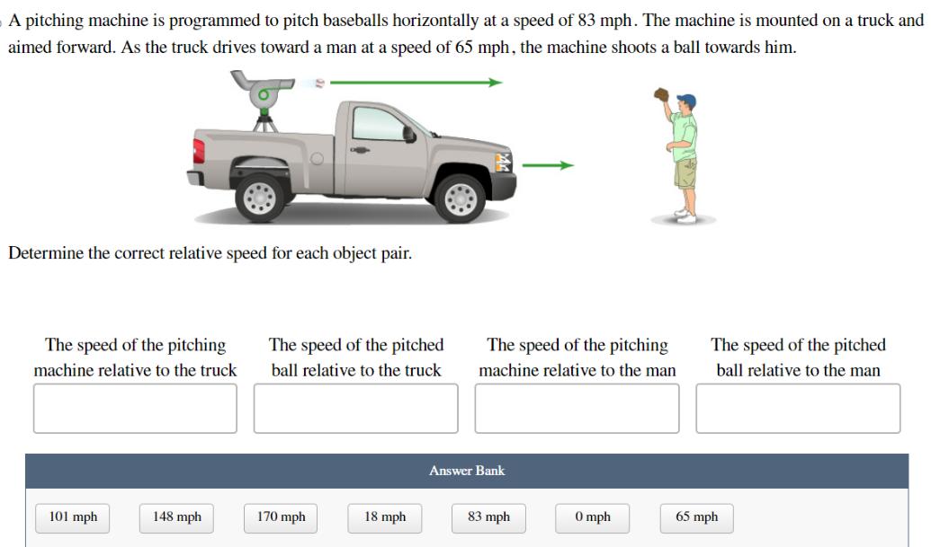 A pitching machine is programmed to pitch baseballs horizontally at a speed
