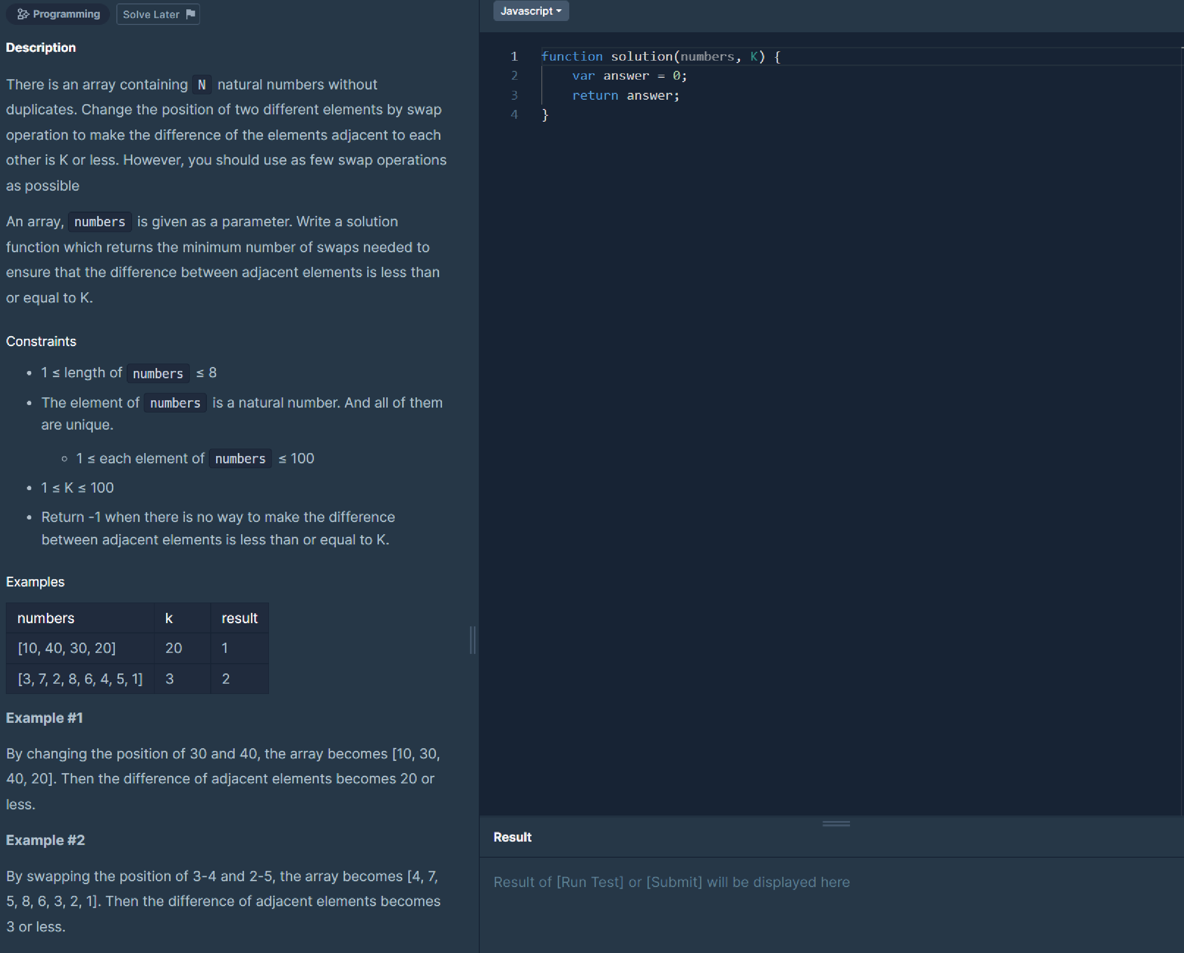 Programming Solve Later Description There is an array containing N natural numbers