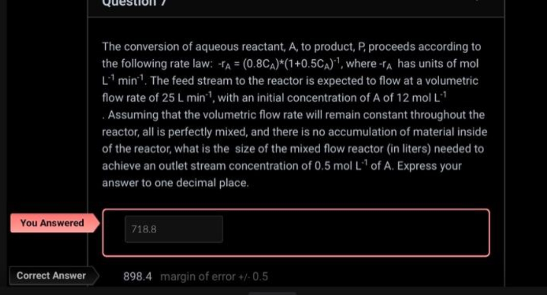 The conversion of aqueous reactant, A, to product, P, proceeds according to
