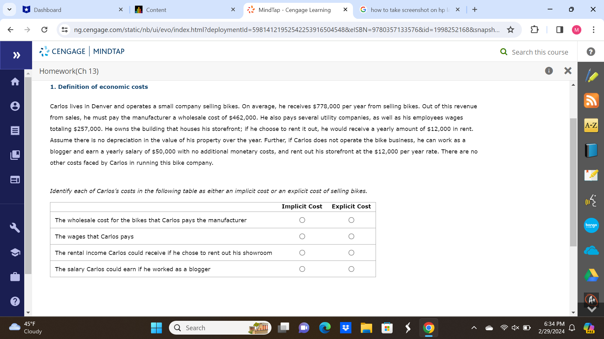 Dashboard Content MindTap - Cengage Learning G how to take screenshot on