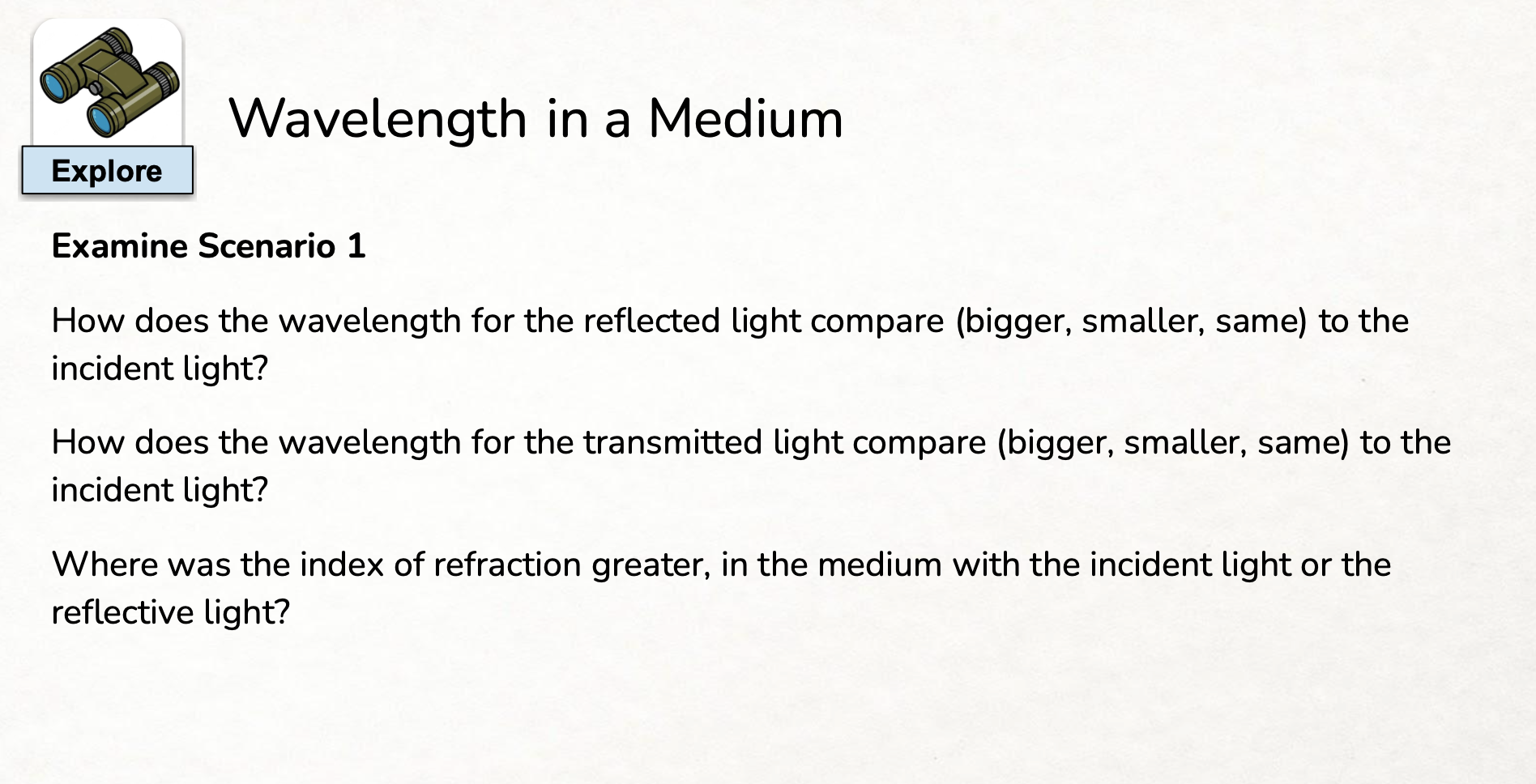 1 Scenario 2 reflected incident n = 1.6 n = 1.6 n