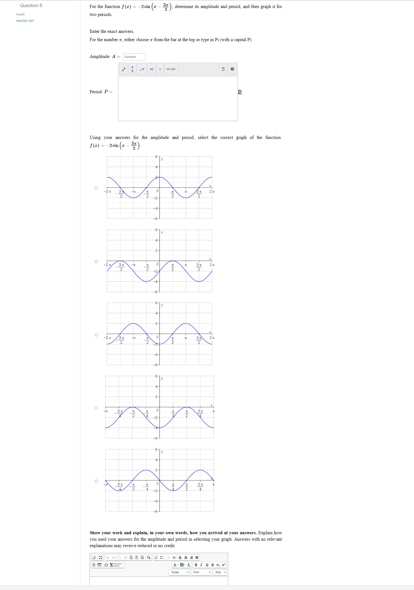 Question 6 10 point How Did I Do? For the function f(x)