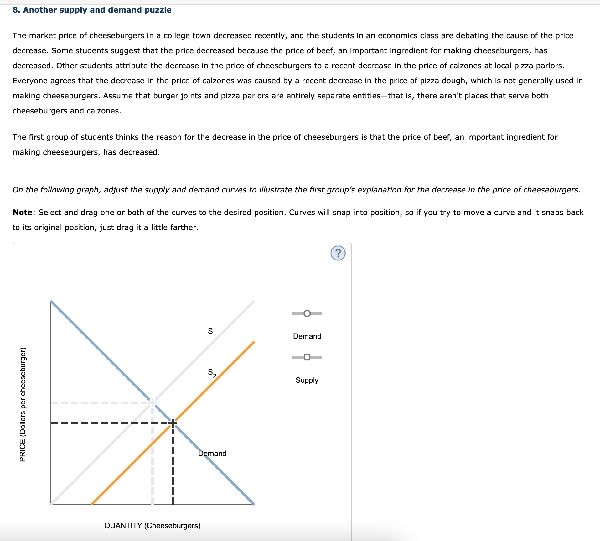 cheeseburgers to the decrease in the price of calzones at local pizza