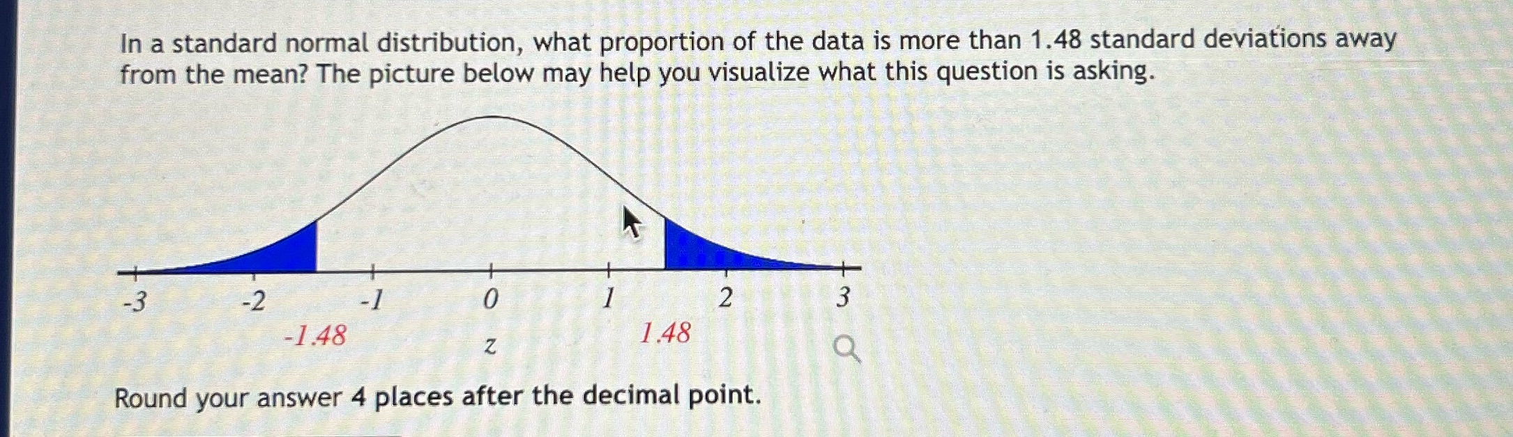 In a standard normal distribution, what proportion of the data is more