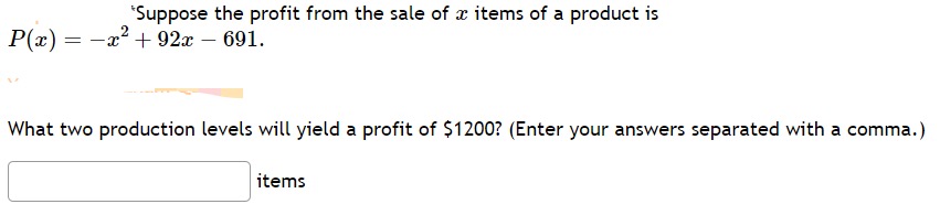 292x - 21091, where x is the number of items (or production