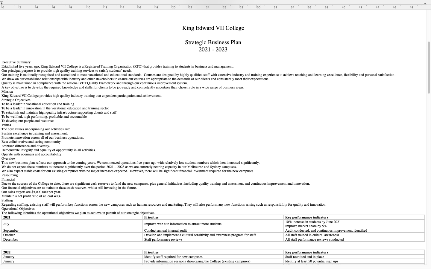 34 36 38 40 42 Case Study - KING EDWARD VII COLLEGE