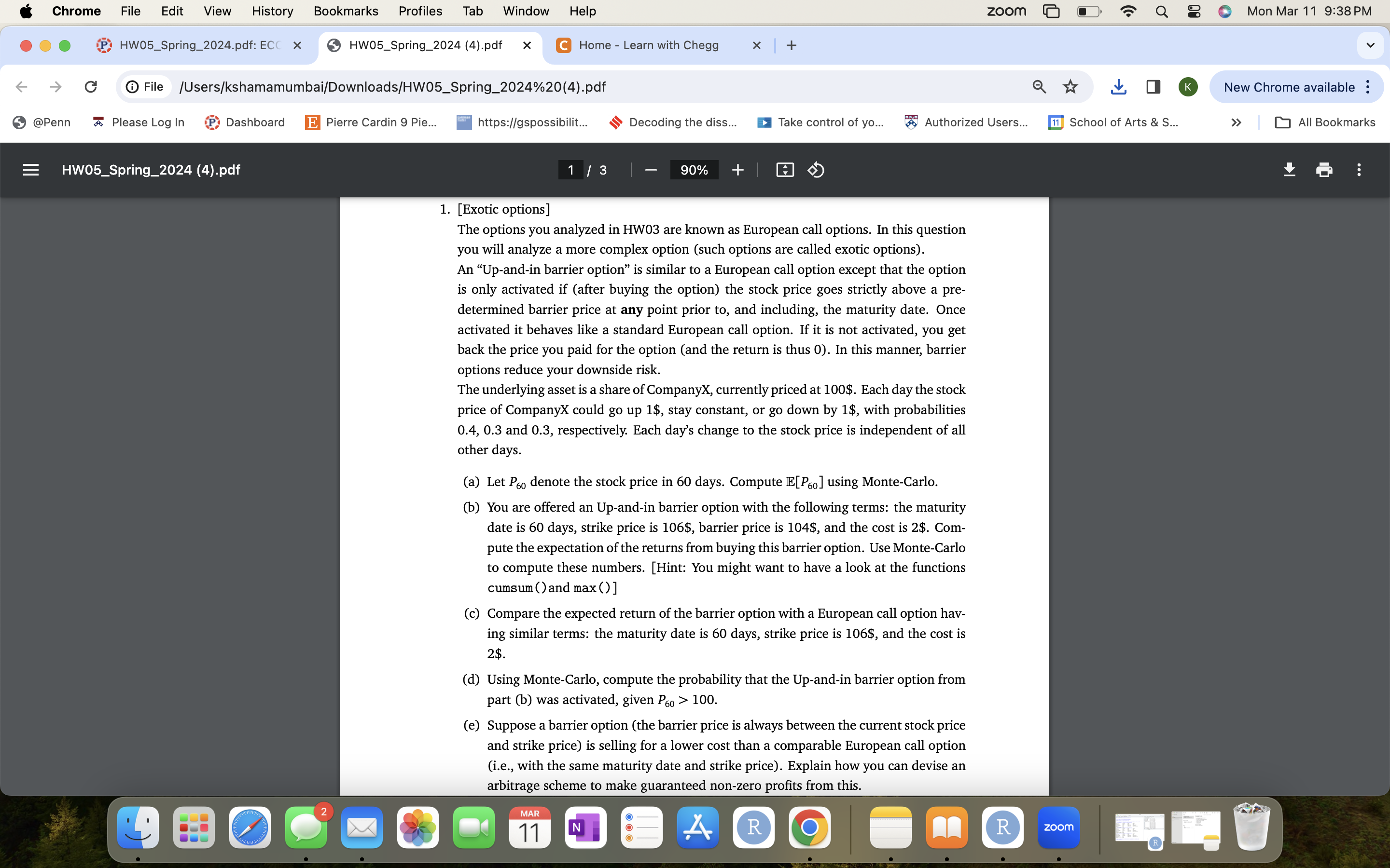 Chrome File Edit View History Bookmarks Profiles Tab Window Help HW05_Spring_2024.pdf: ECC