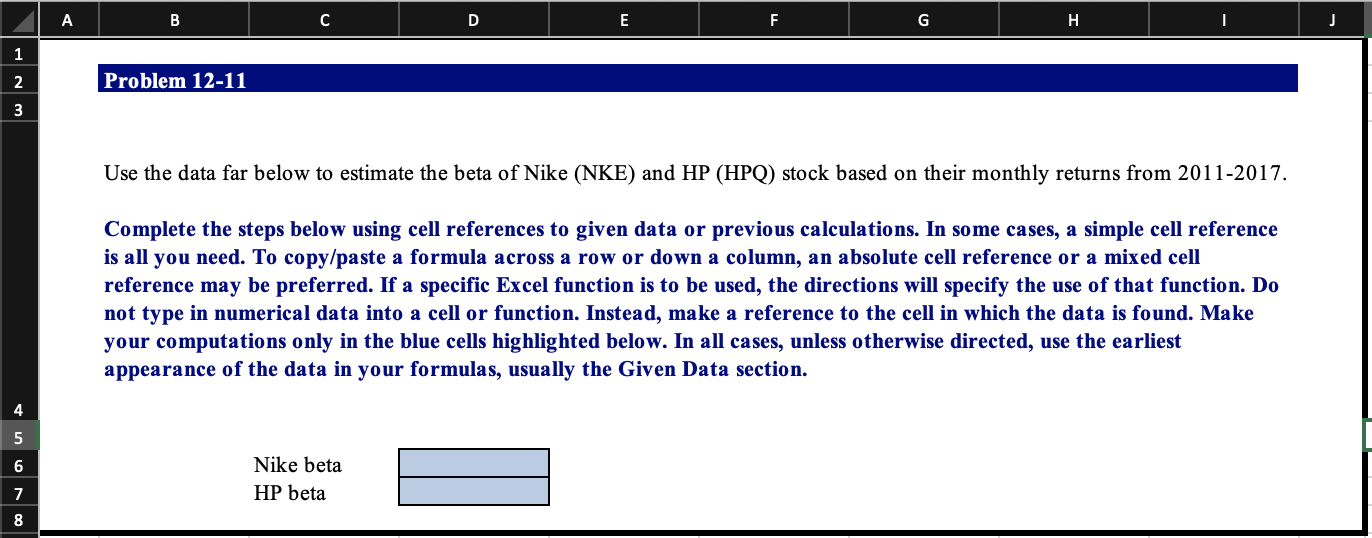 1 2 3 4 5 6 7 8 A B Problem 12-11
