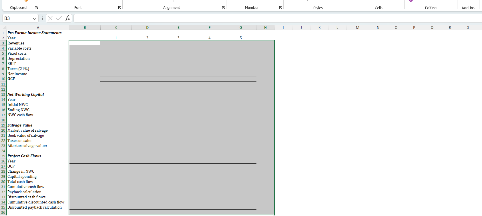 B C 1 2 Units Sales 3 Equipment Cost 4 Salvage value
