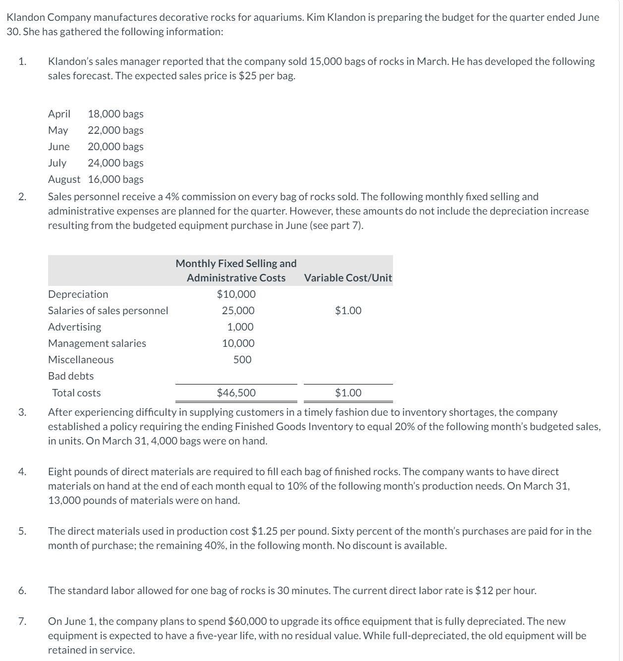 Variable overhead is based on the number of units produced. The fixed