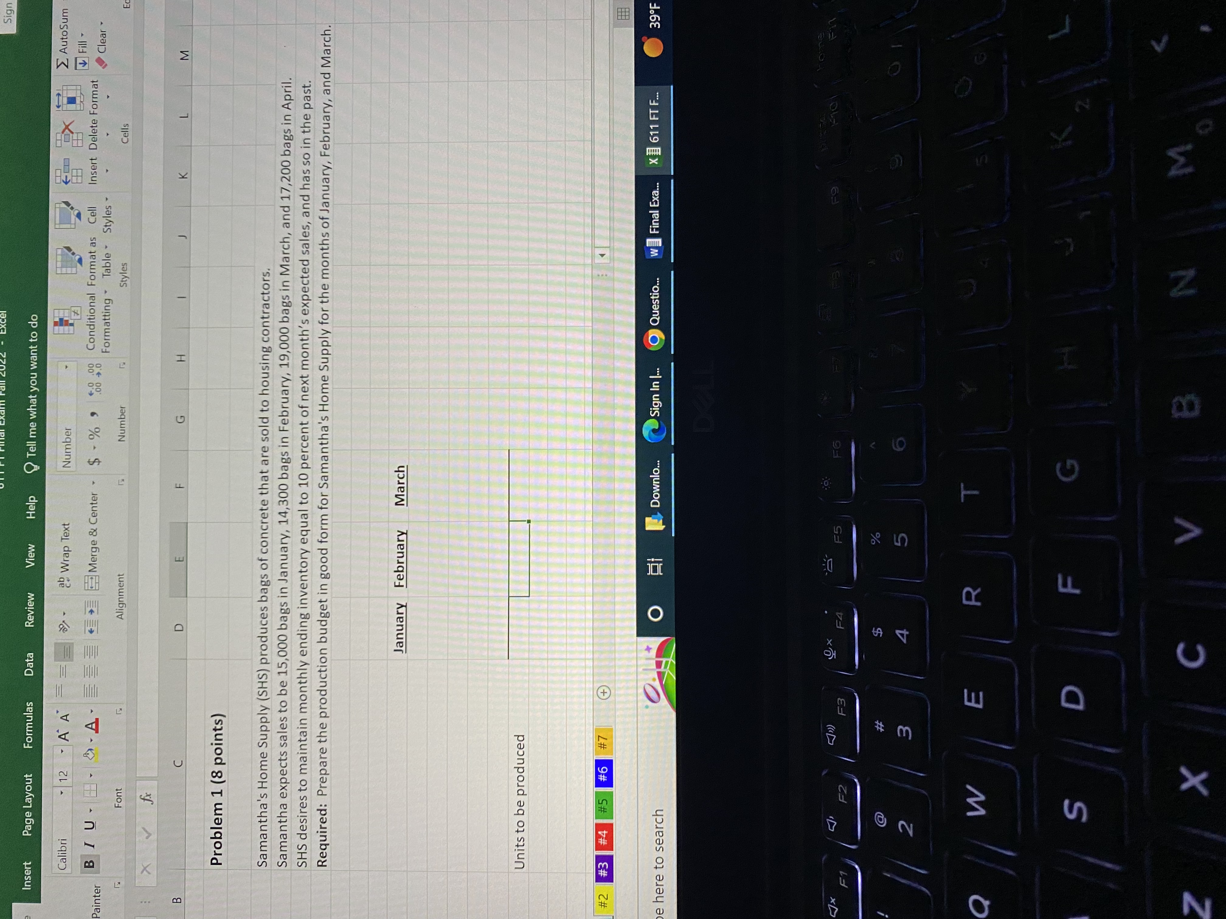 OTIFIHindi Exam Fall 2022 Excel Sign Insert Page Layout Formulas Data Review
