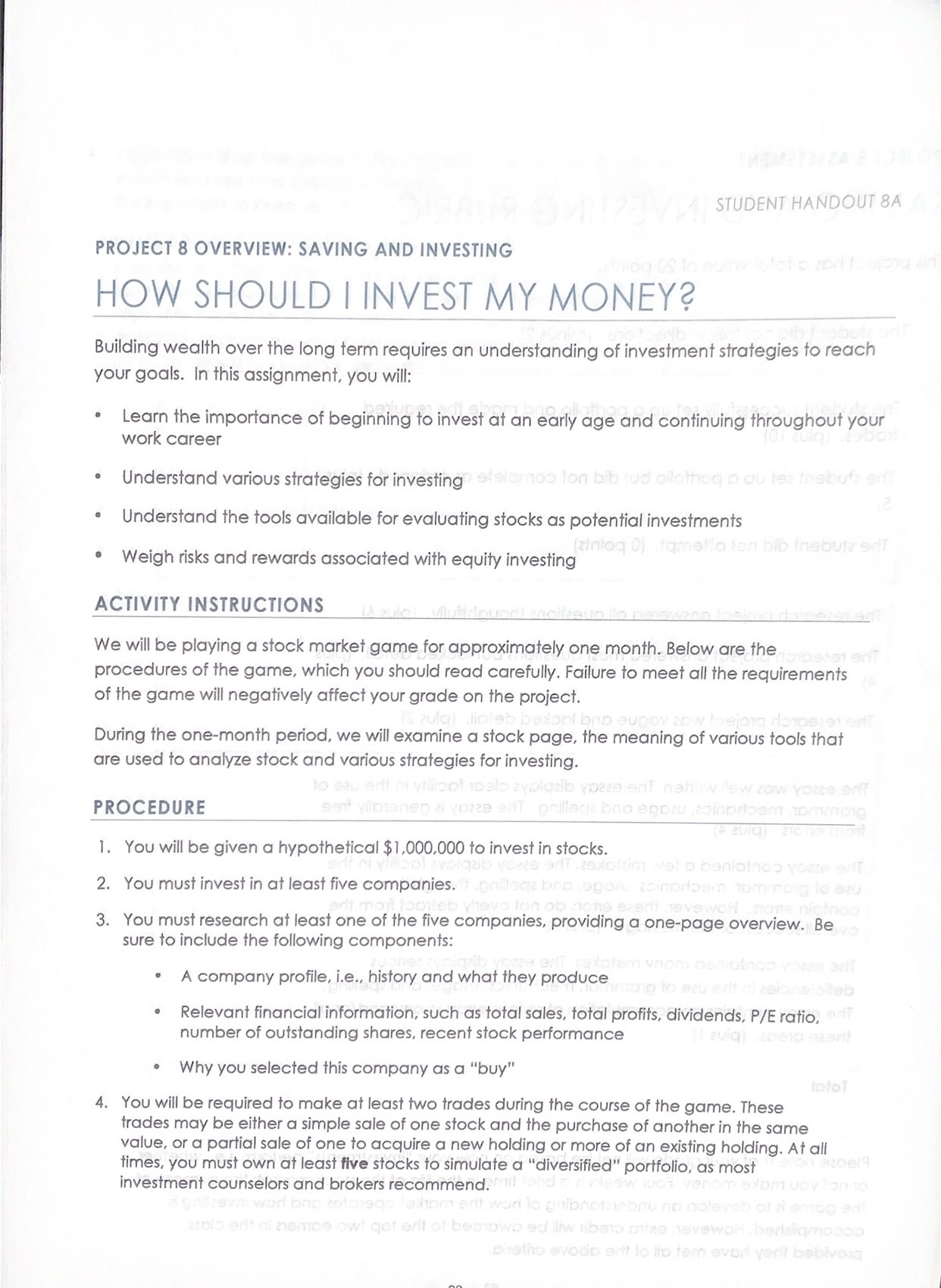 OBJECTIVES Building wealth over the long term requires an understanding of investment