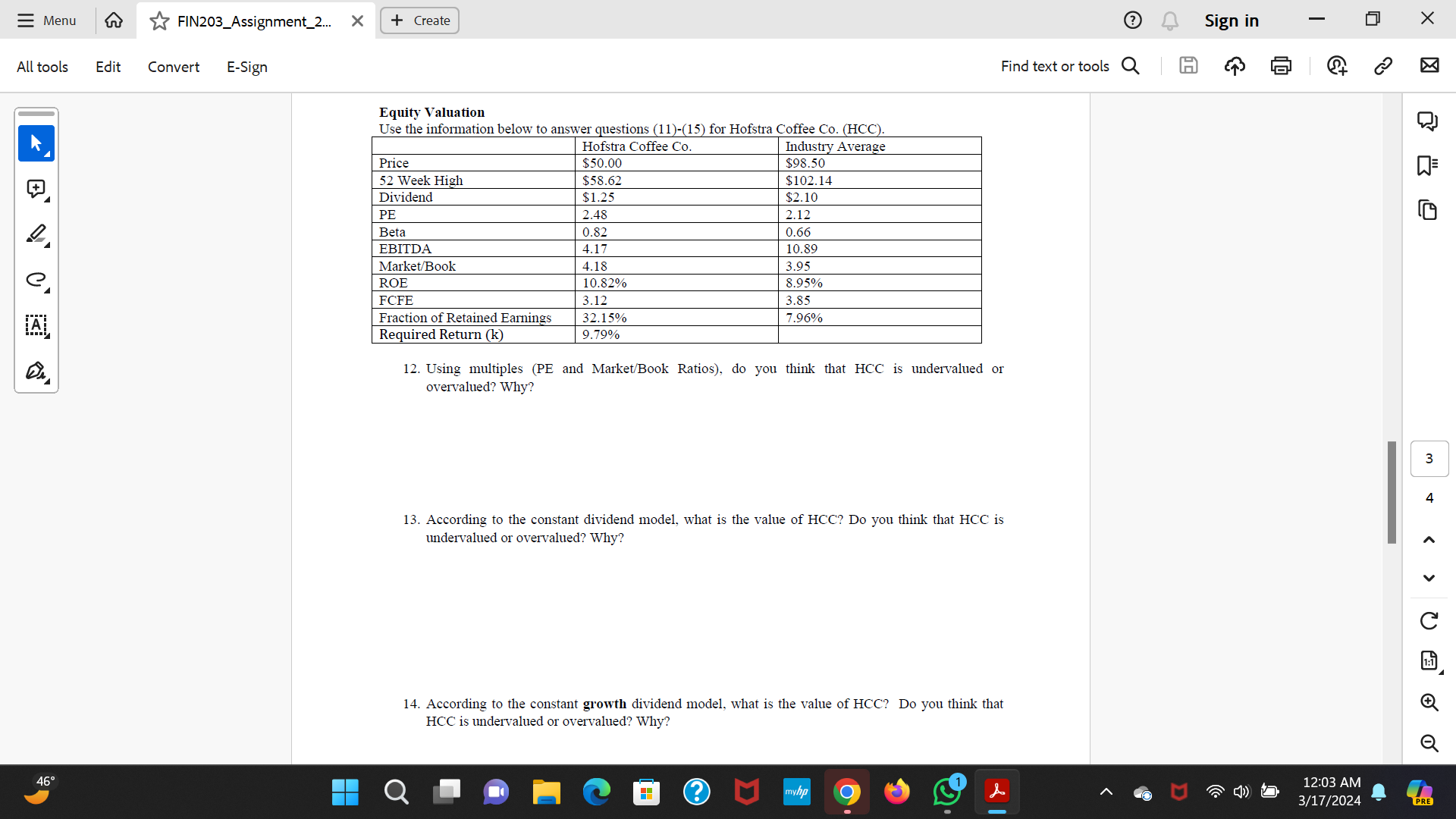 = Menu FIN203_Assignment_2... + Create All tools Edit Convert E-Sign e 46
